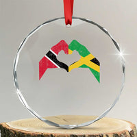 Trinidad and Tobago Jamaican Crystal Glass Ornament Two Flags One Heart