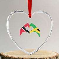 Trinidad and Tobago Jamaican Heart Crystal Glass Ornament Two Flags One Heart