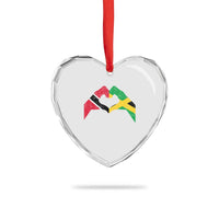 Trinidad and Tobago Jamaican Heart Crystal Glass Ornament Two Flags One Heart