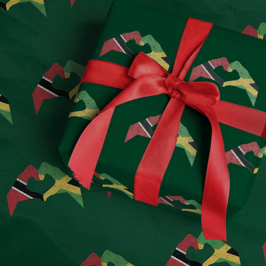 Trinidad and Tobago Jamaican Wrapping Paper Roll Two Flags One Heart