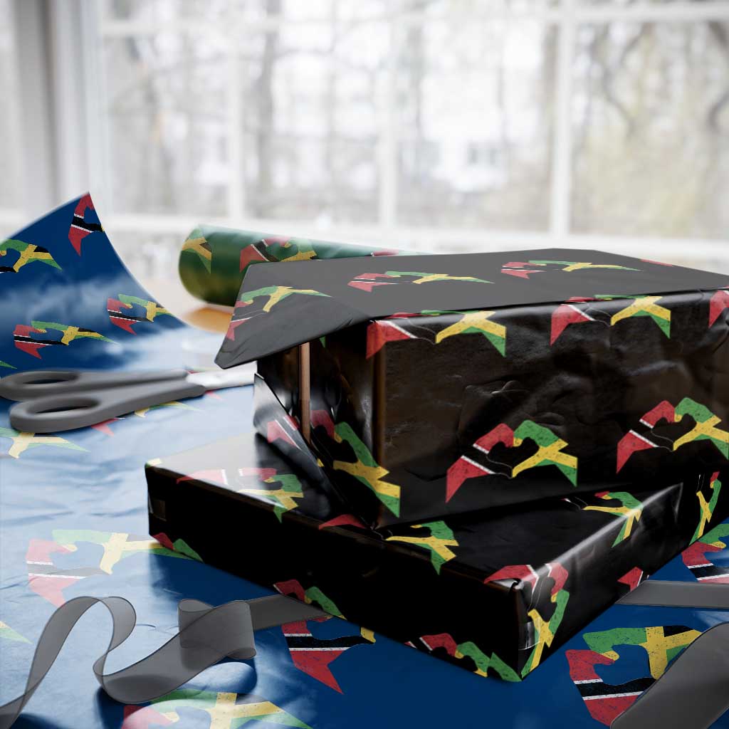Trinidad and Tobago Jamaican Wrapping Paper Roll Two Flags One Heart