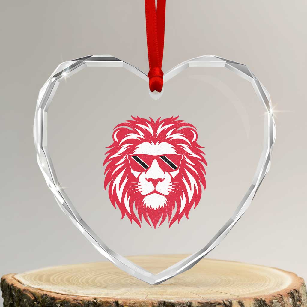 Trinidad and Tobago Lion Heart Crystal Glass Ornament Vintage Caribbean Pride