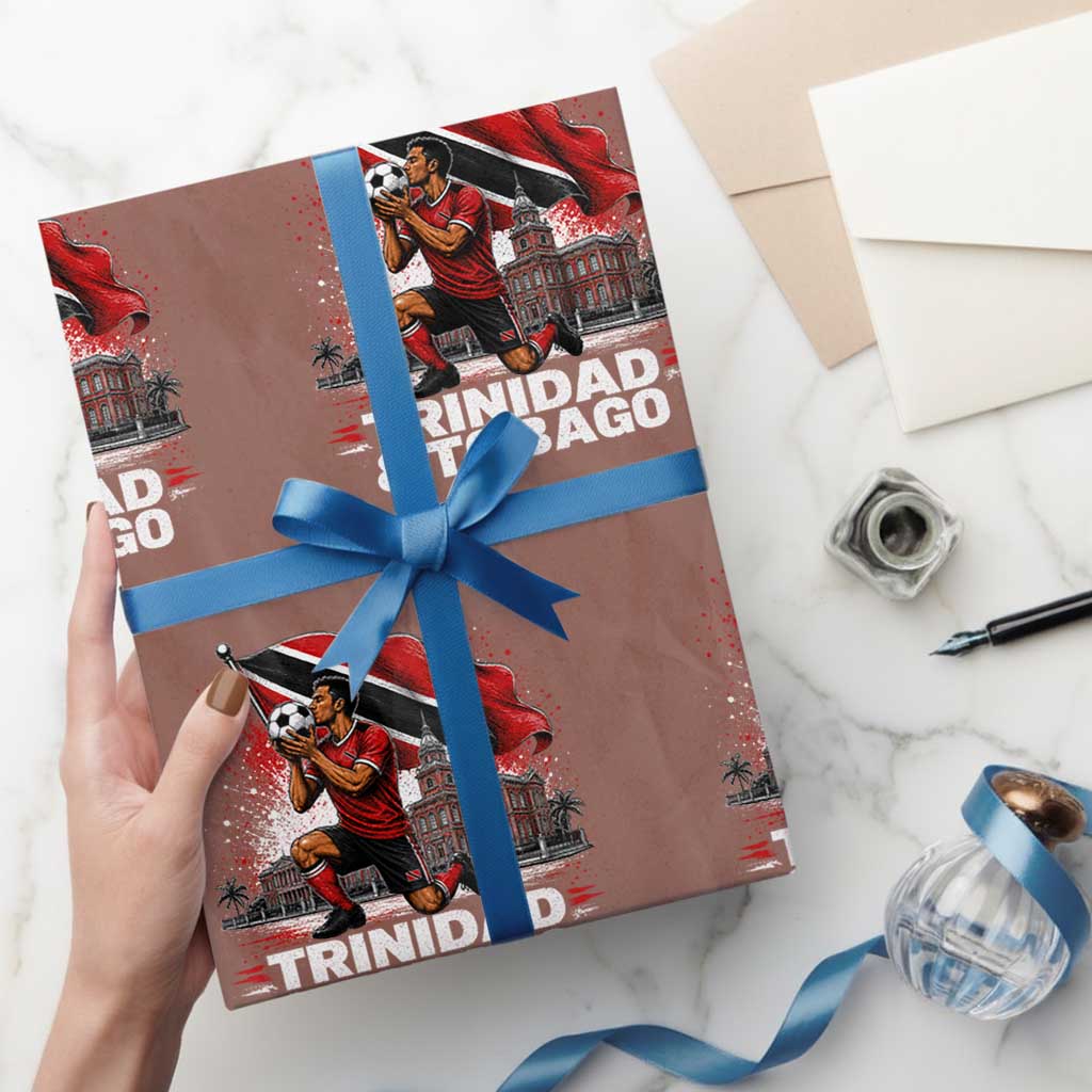 Trinidad and Tobago Soccer Wrapping Paper Roll Patriotic Football Fan Caribbean Pride Gift