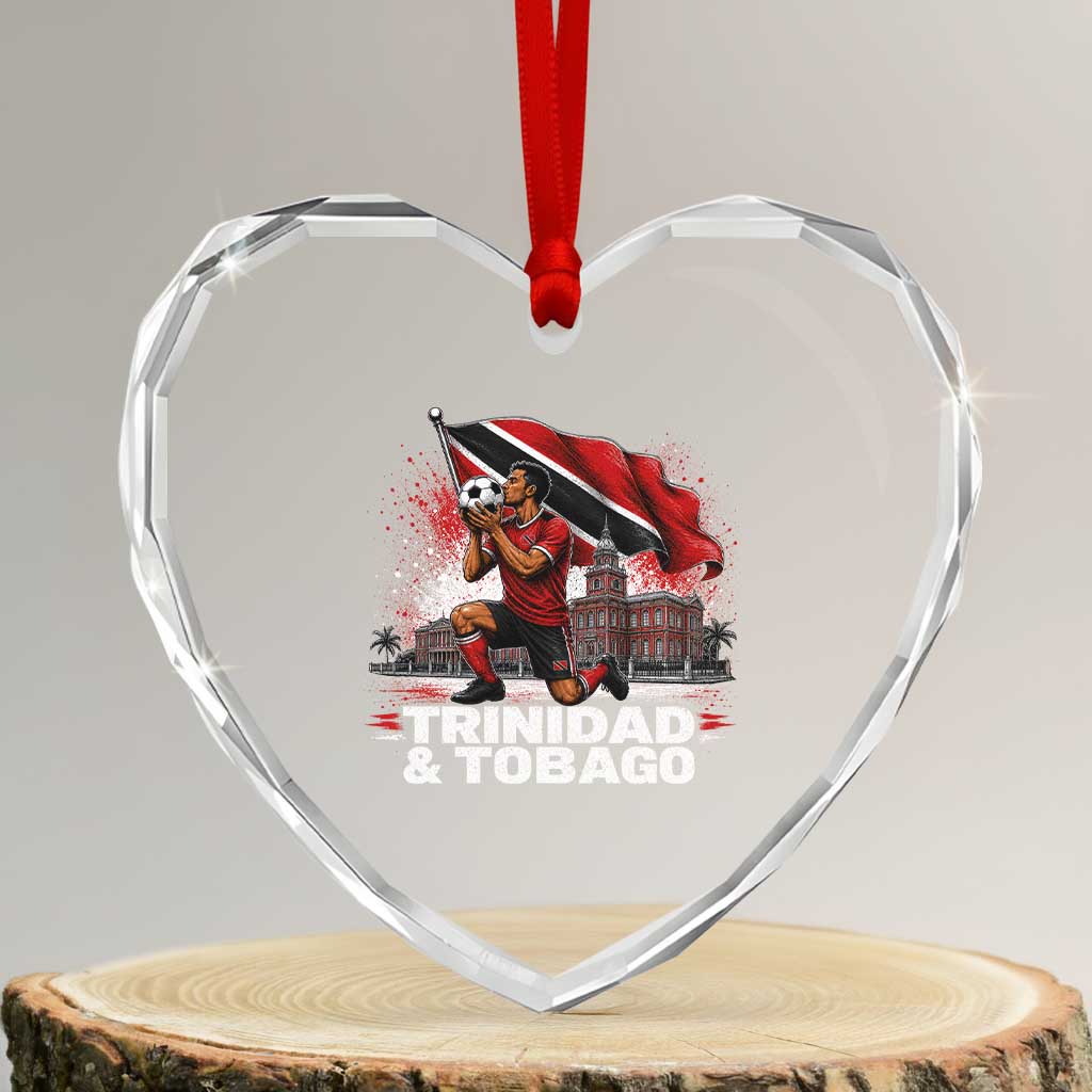 Trinidad and Tobago Soccer Heart Crystal Glass Ornament Patriotic Football Fan Caribbean Pride Gift