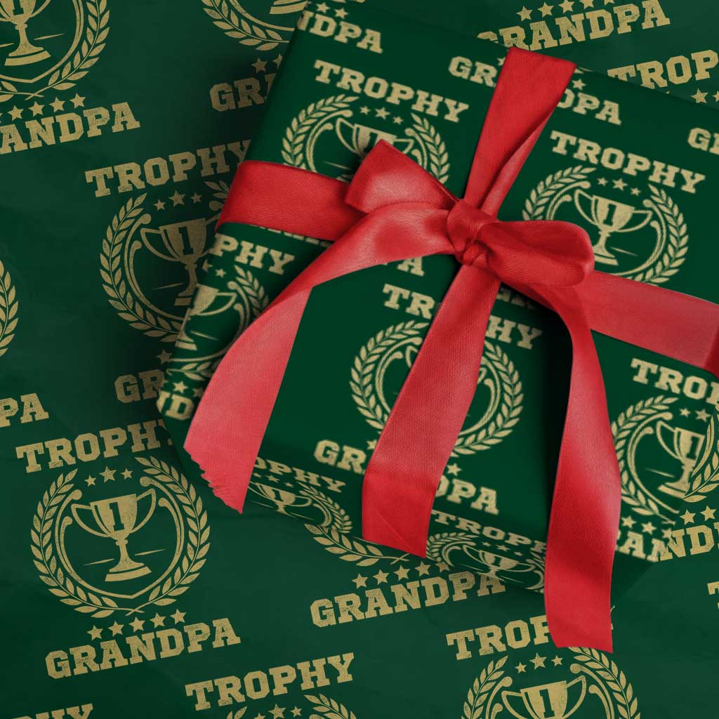 Trophy Grandpa Wrapping Paper Roll Funny Number One Grandfather
