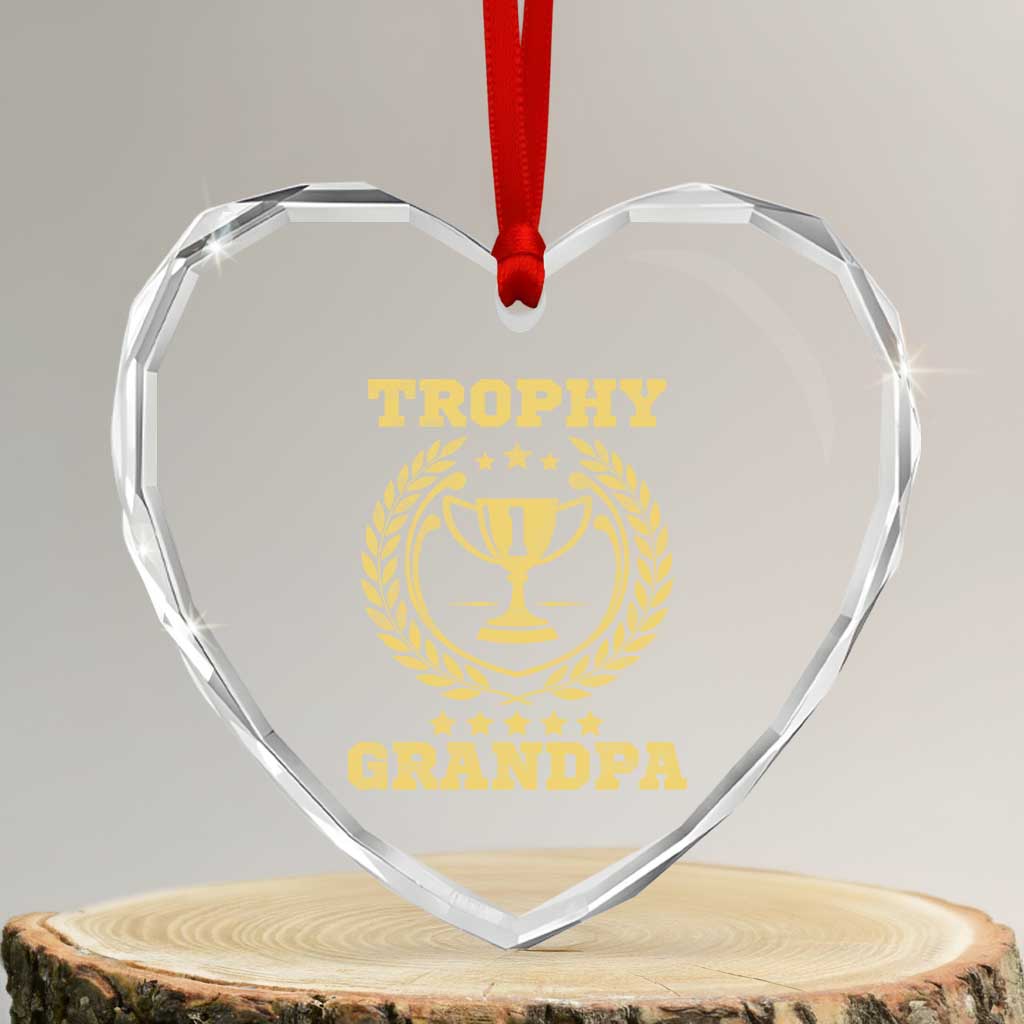 Trophy Grandpa Heart Crystal Glass Ornament Funny Number One Grandfather