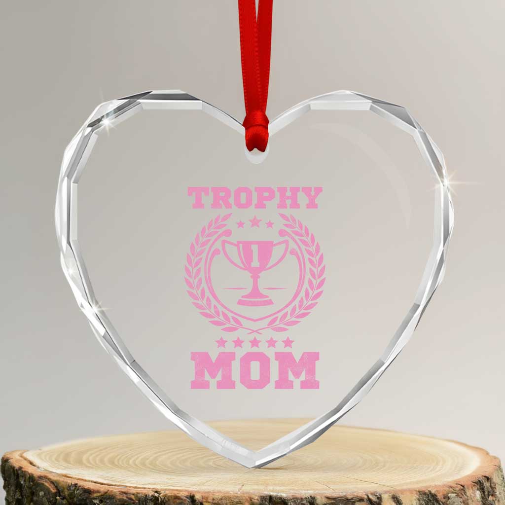 Trophy Mom Heart Crystal Glass Ornament Number One Mama Funny Mother's Day
