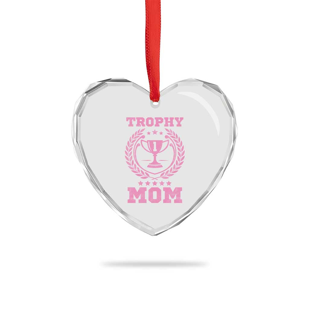 Trophy Mom Heart Crystal Glass Ornament Number One Mama Funny Mother's Day