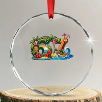 Tropical Beach Six Seven Crystal Glass Ornament Summer Island Vacation Graphic