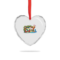 Tropical Beach Six Seven Heart Crystal Glass Ornament Summer Island Vacation Graphic
