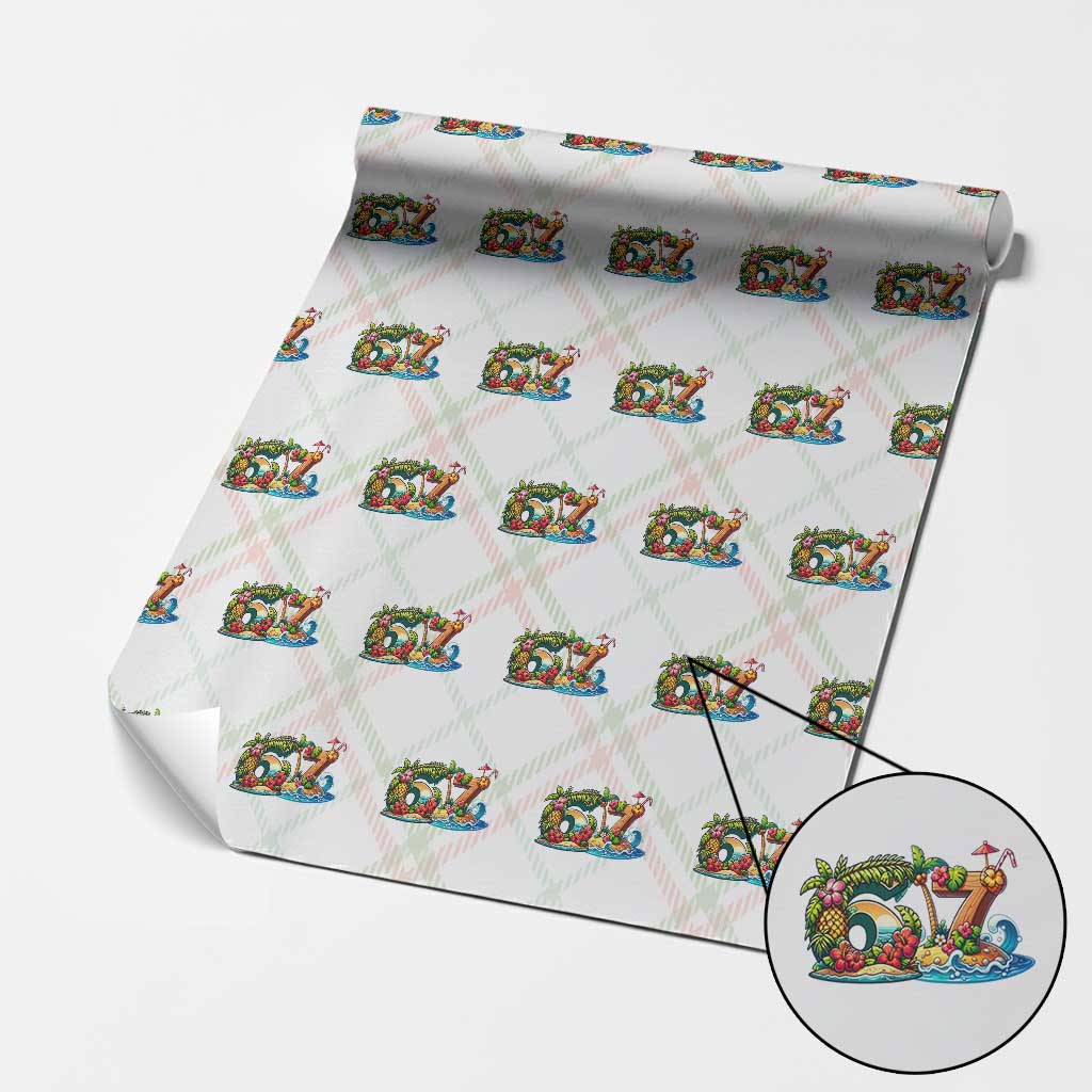 Tropical Beach Six Seven Wrapping Paper Roll Summer Island Vacation Graphic