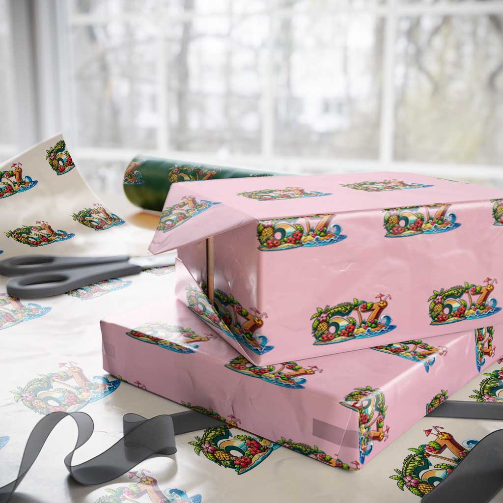 Tropical Beach Six Seven Wrapping Paper Roll Summer Island Vacation Graphic