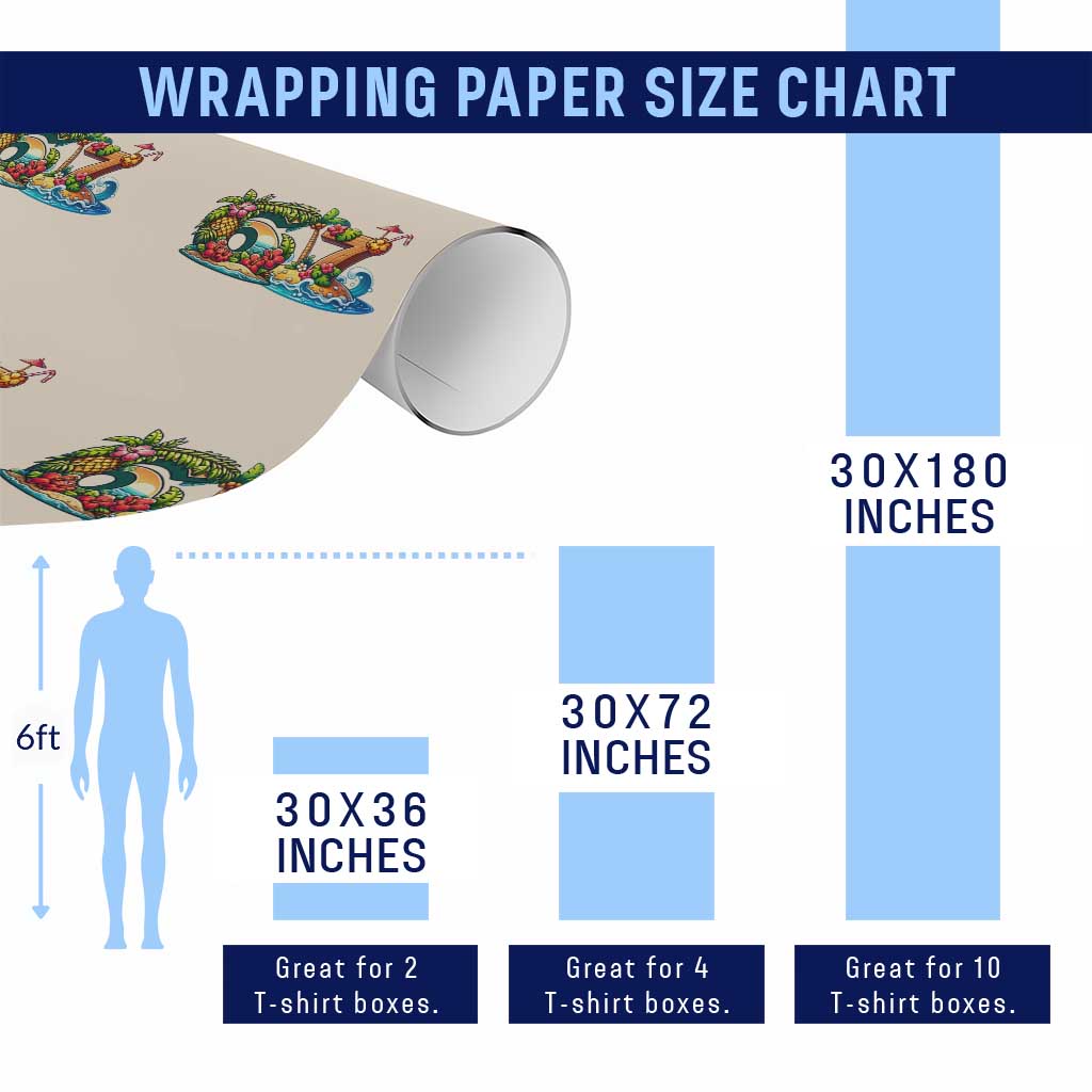 Tropical Beach Six Seven Wrapping Paper Roll Summer Island Vacation Graphic