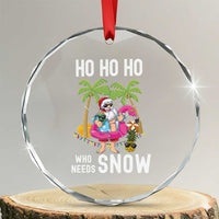 Tropical Beachy Xmas Crystal Glass Ornament Ho Ho Ho Who Needs Snow Santa Xmas In Hawaii Palm Tree TS02