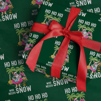Tropical Beachy Xmas Wrapping Paper Roll Ho Ho Ho Who Needs Snow Santa Xmas In Hawaii Palm Tree