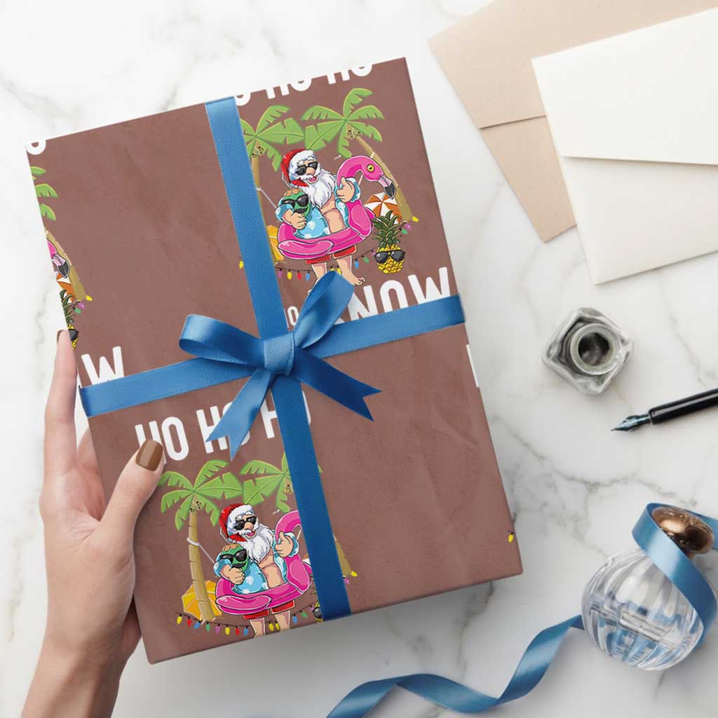 Tropical Beachy Xmas Wrapping Paper Roll Ho Ho Ho Who Needs Snow Santa Xmas In Hawaii Palm Tree