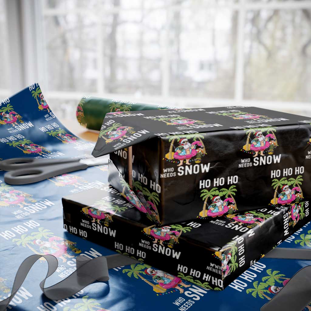 Tropical Beachy Xmas Wrapping Paper Roll Ho Ho Ho Who Needs Snow Santa Xmas In Hawaii Palm Tree