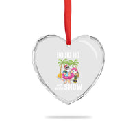 Tropical Beachy Xmas Heart Crystal Glass Ornament Ho Ho Ho Who Needs Snow Santa Xmas In Hawaii Palm Tree - Wonder Print Shop