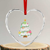 Tropical Hawaiian Xmas Heart Crystal Glass Ornament Mele Kalikimaka Palm Tree Xmas in Hawaii - Wonder Print Shop