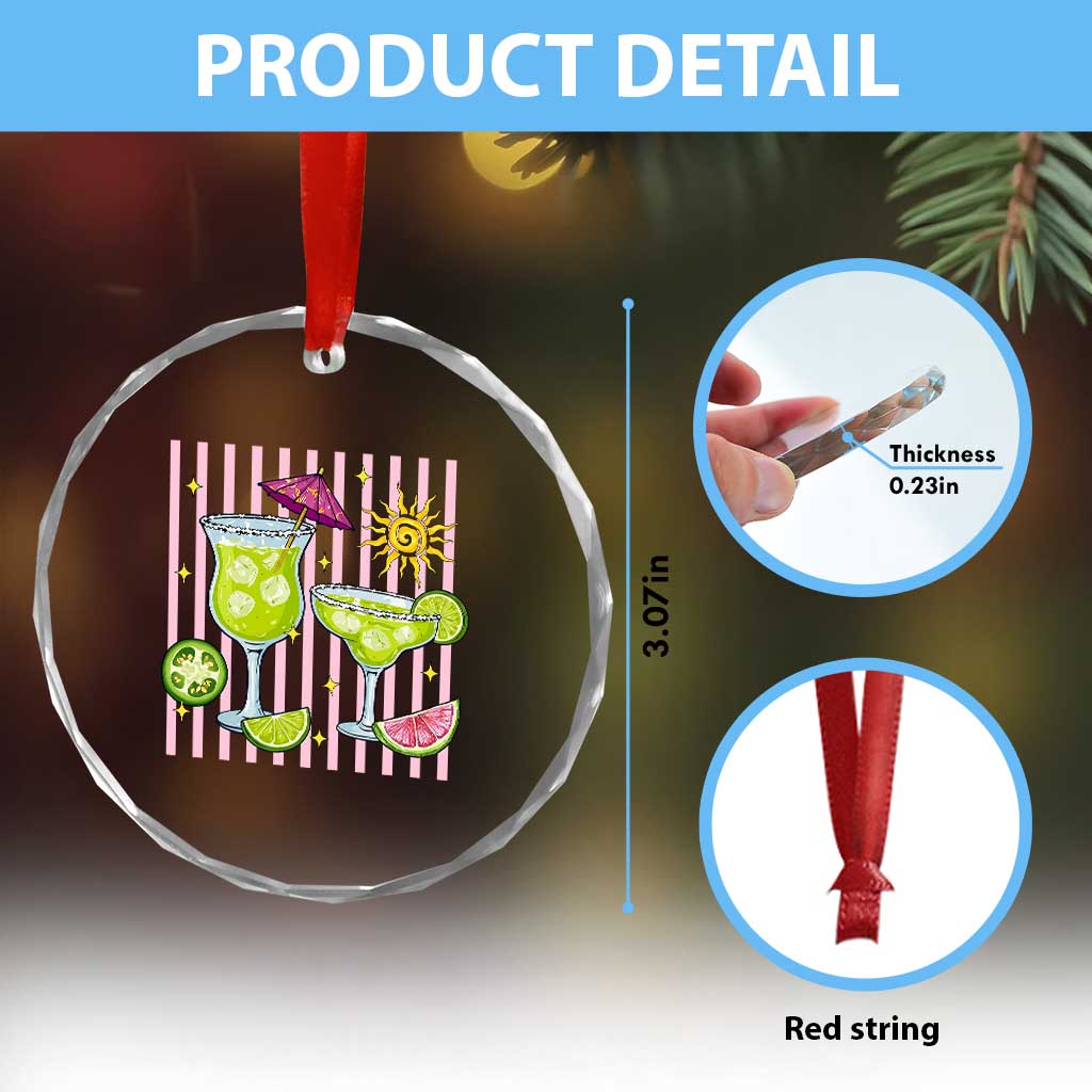 Tropical Margarita Summer Crystal Glass Ornament Beach Vacation Graphic