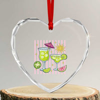 Tropical Margarita Summer Heart Crystal Glass Ornament Beach Vacation Graphic