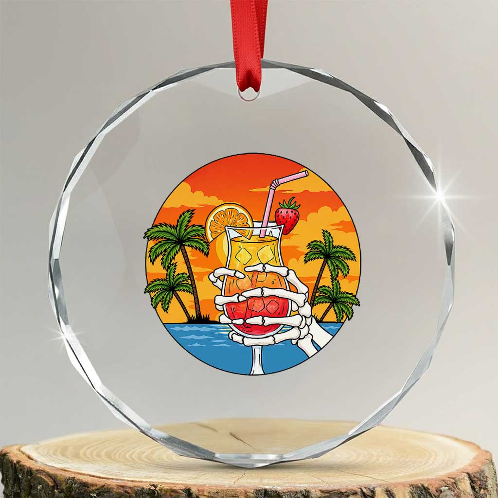 Tropical Skeleton Summerween Crystal Glass Ornament Beach Cocktail Vacation