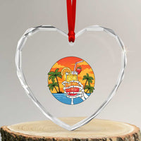 Tropical Skeleton Summerween Heart Crystal Glass Ornament Beach Cocktail Vacation