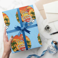 Tropical Skeleton Summerween Wrapping Paper Roll Beach Cocktail Vacation