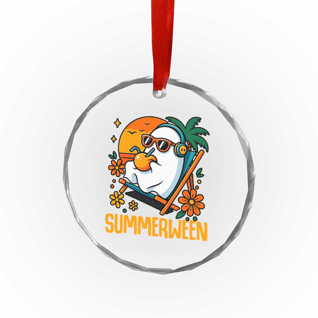 Tropical Summerween Boo Sheet Crystal Glass Ornament Funny Ghost Halloween Summer Beach Vibes TS02