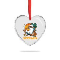 Tropical Summerween Boo Sheet Heart Crystal Glass Ornament Funny Ghost Halloween Summer Beach Vibes - Wonder Print Shop