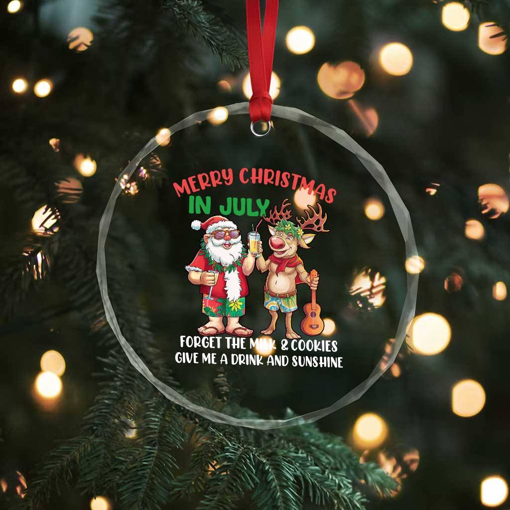 Tropical Xmas Crystal Glass Ornament Give Me A Drink And Sunshine TS09