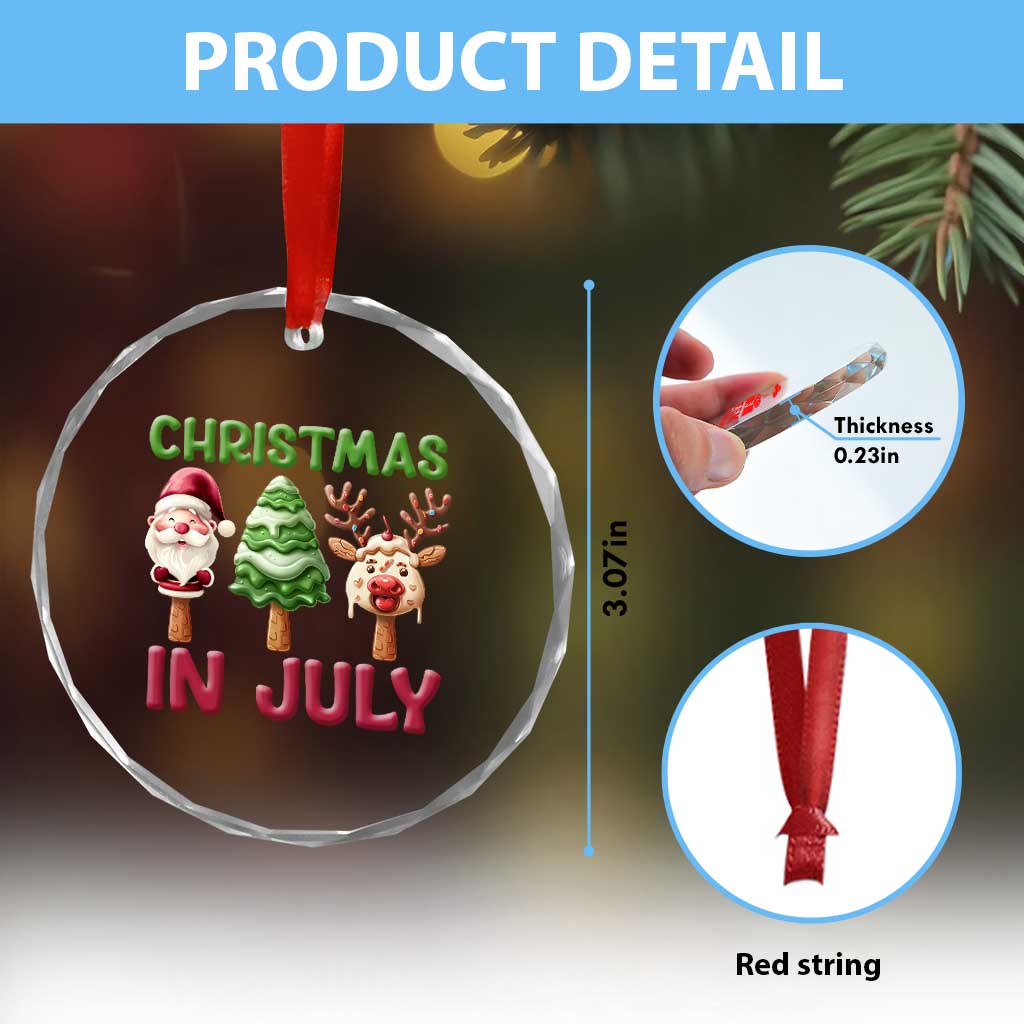 Tropical Xmas Crystal Glass Ornament Ice Cream Santa Christmas Tree Reindeer TS09