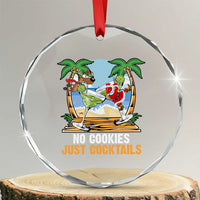 Tropical Xmas Crystal Glass Ornament No Cookies Just Cocktails Drunk Santa Reindeer TS09