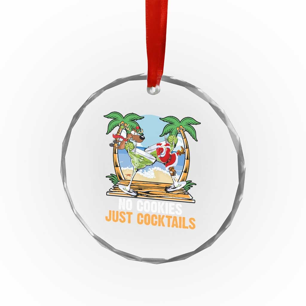 Tropical Xmas Crystal Glass Ornament No Cookies Just Cocktails Drunk Santa Reindeer TS09