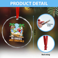 Tropical Xmas Crystal Glass Ornament No Cookies Just Cocktails Drunk Santa Reindeer TS09