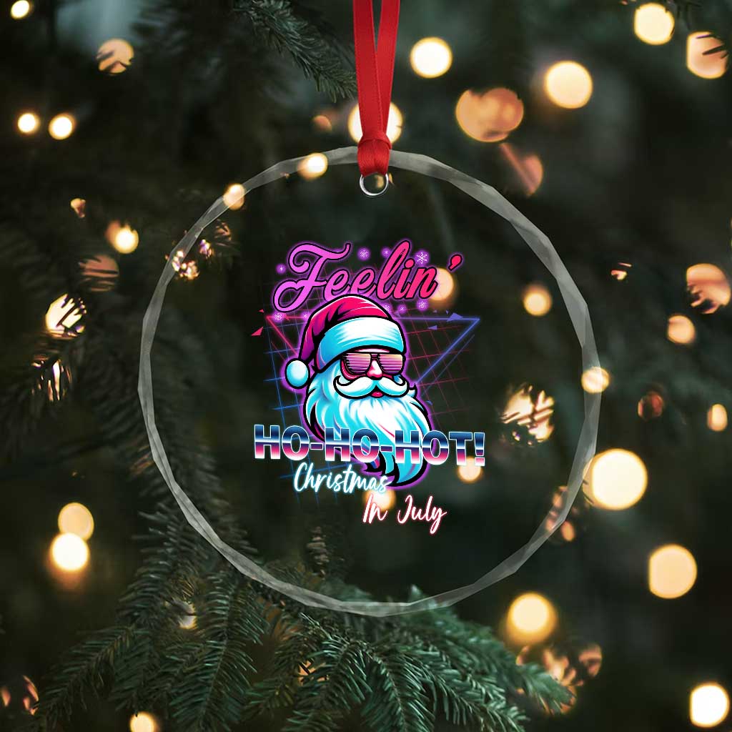 Tropical Xmas Crystal Glass Ornament Retro Santa Feelin' Ho Ho Hot TS09
