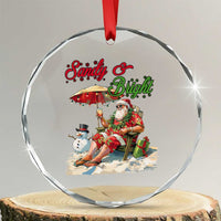 Tropical Xmas Crystal Glass Ornament Sandy And Bright Santa At The Beach TS09