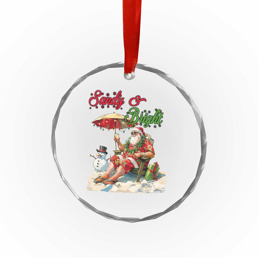 Tropical Xmas Crystal Glass Ornament Sandy And Bright Santa At The Beach TS09