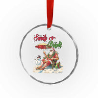 Tropical Xmas Crystal Glass Ornament Sandy And Bright Santa At The Beach TS09