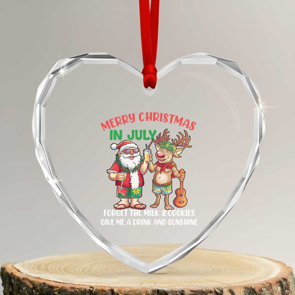 Tropical Xmas Heart Crystal Glass Ornament Give Me A Drink And Sunshine - Wonder Print Shop