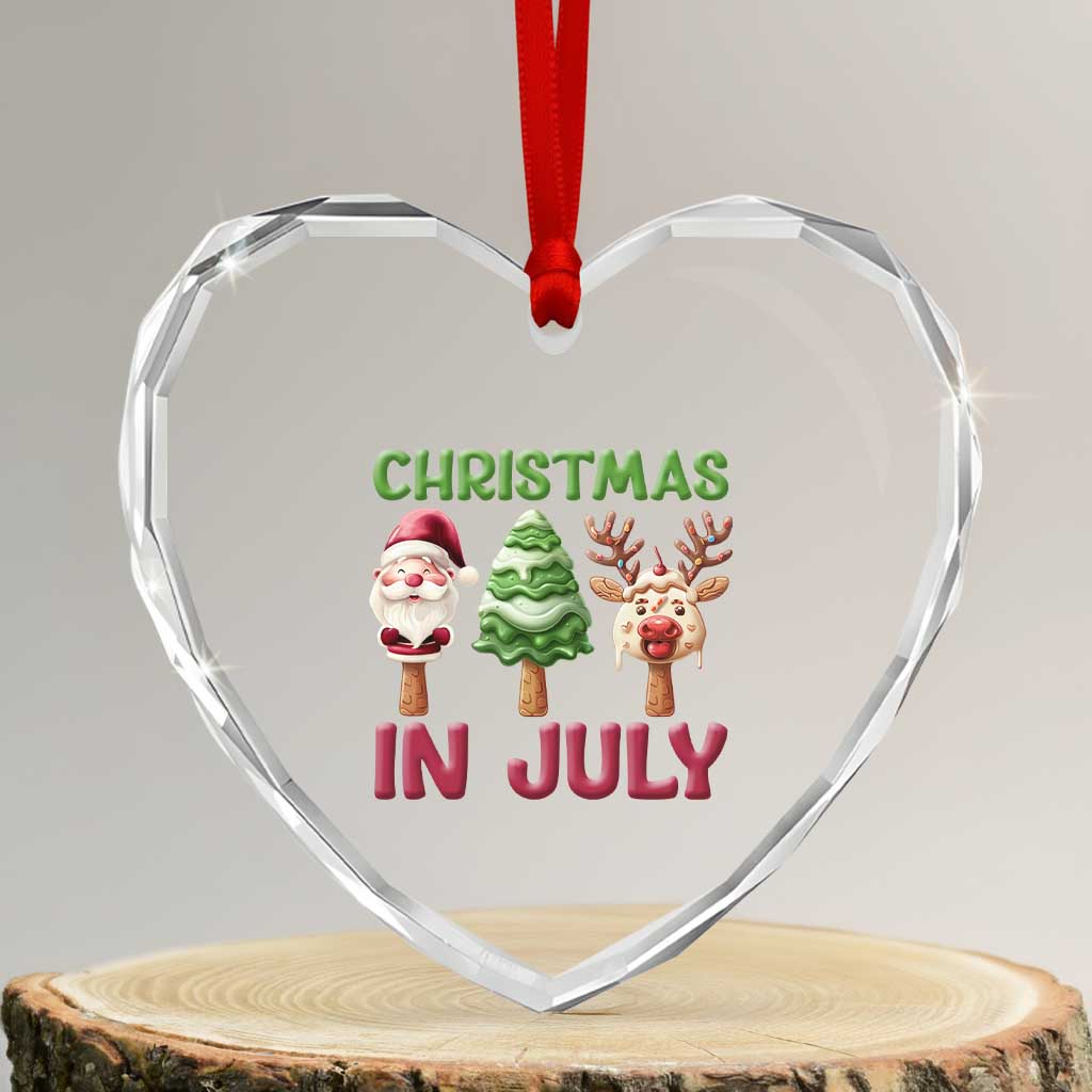Tropical Xmas Heart Crystal Glass Ornament Ice Cream Santa Christmas Tree Reindeer - Wonder Print Shop