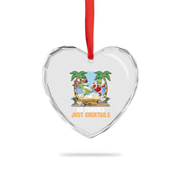 Tropical Xmas Heart Crystal Glass Ornament No Cookies Just Cocktails Drunk Santa Reindeer - Wonder Print Shop