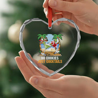 Tropical Xmas Heart Crystal Glass Ornament No Cookies Just Cocktails Drunk Santa Reindeer - Wonder Print Shop