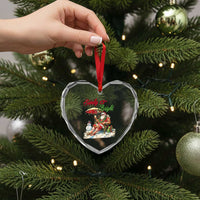 Tropical Xmas Heart Crystal Glass Ornament Sandy And Bright Santa At The Beach - Wonder Print Shop