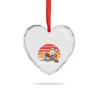 Tropical Xmas Heart Crystal Glass Ornament Tis The Sea Sun Santa At The Beach - Wonder Print Shop
