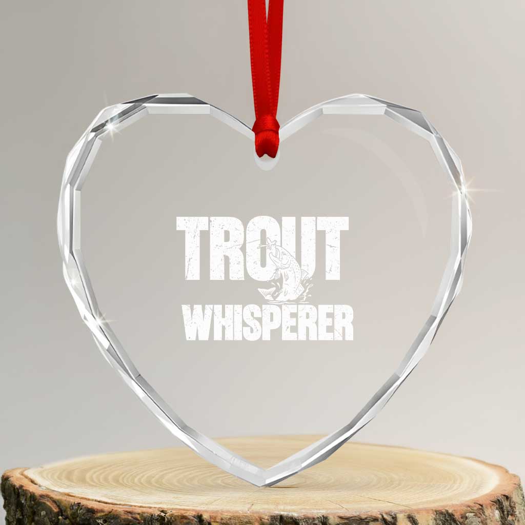 Trout Fishing Heart Crystal Glass Ornament Funny Fishing Fisherman Trout Whisperer Gift - Wonder Print Shop