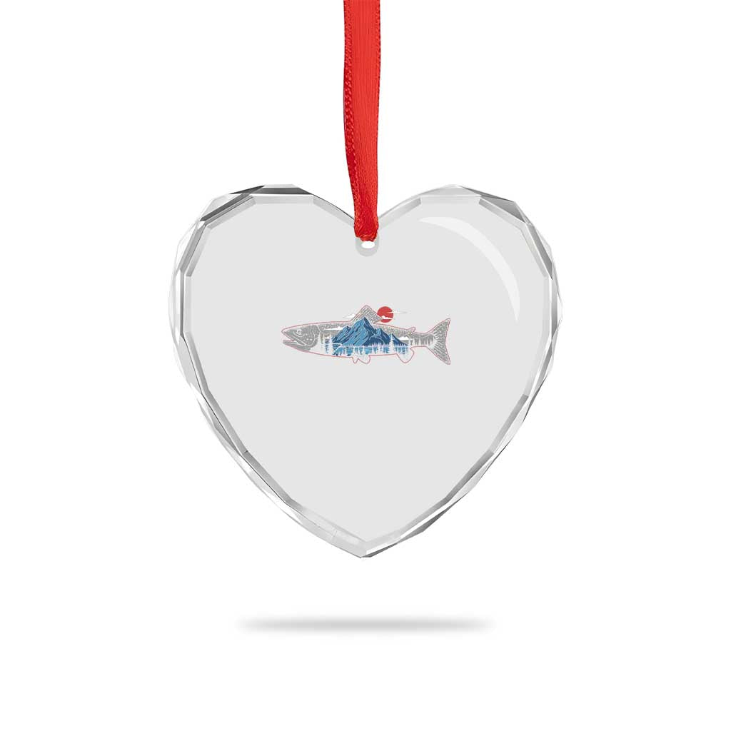 Trout Fly Fish Nature Montane Forest Fishing Camping Heart Crystal Glass Ornament - Wonder Print Shop