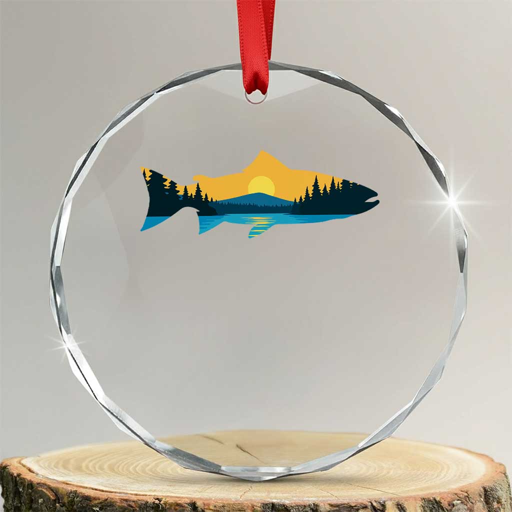 Trout Fly Fishing Outdoor Forest Mountain Nature Wildlife Fisherman Crystal Glass Ornament - Wonder Print Shop