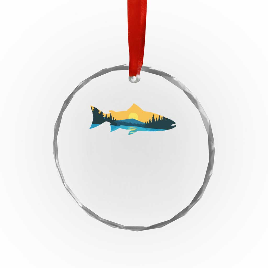Trout Fly Fishing Outdoor Forest Mountain Nature Wildlife Fisherman Crystal Glass Ornament TS11