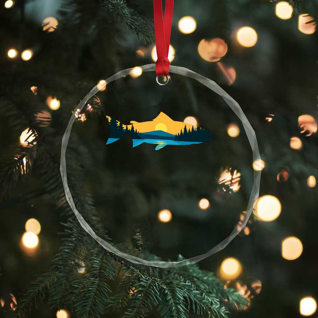 Trout Fly Fishing Outdoor Forest Mountain Nature Wildlife Fisherman Crystal Glass Ornament TS11